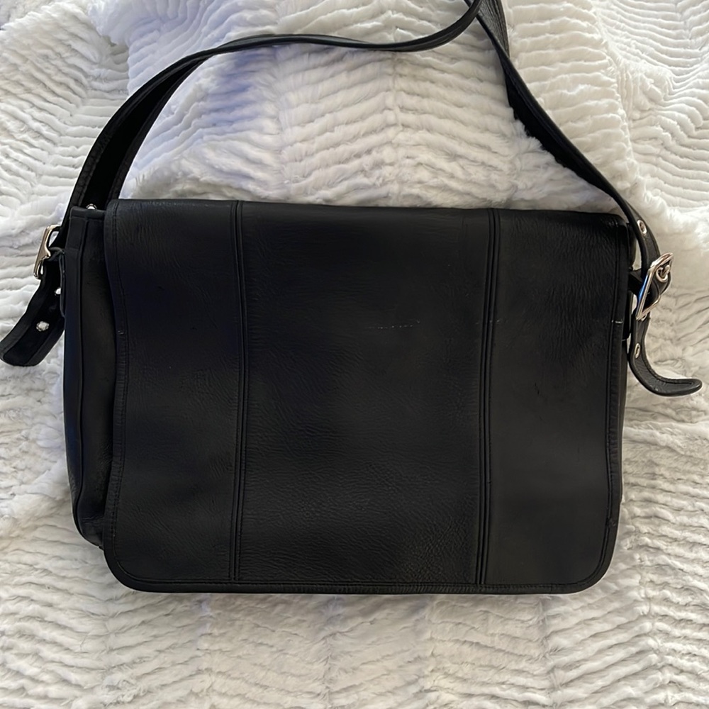 Coach Black Leather Messenger, Cross Body, Laptop Bag, USA,  #9065
